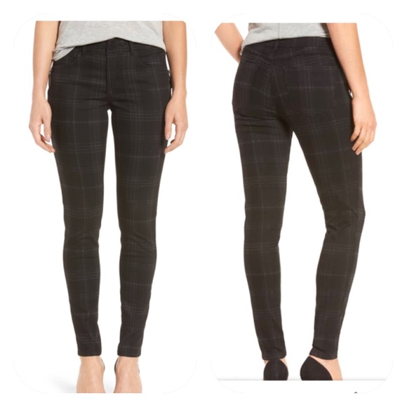 black plaid skinny pants